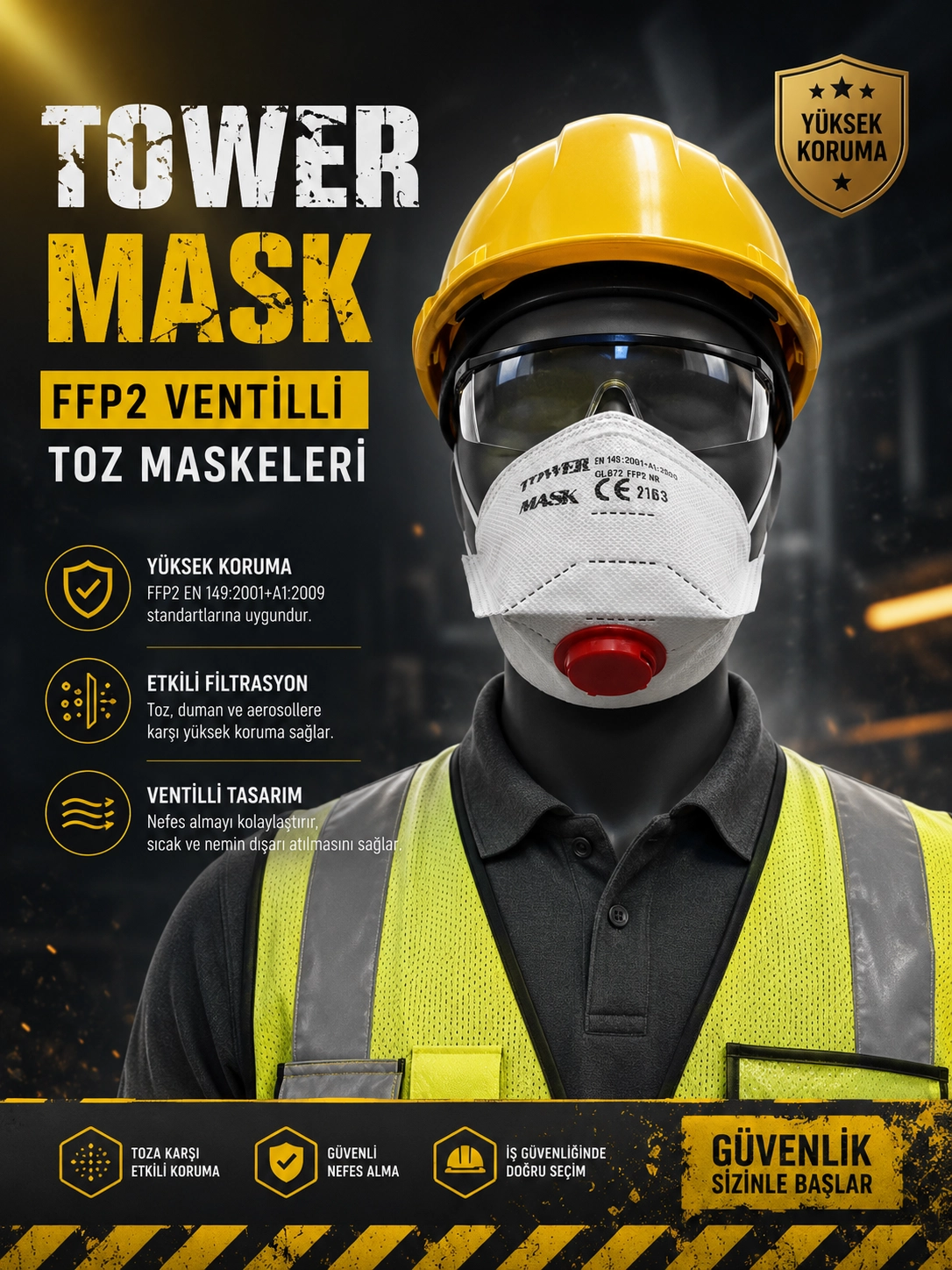 Tower Mask Toz Maskesi FFP2 Ventilli