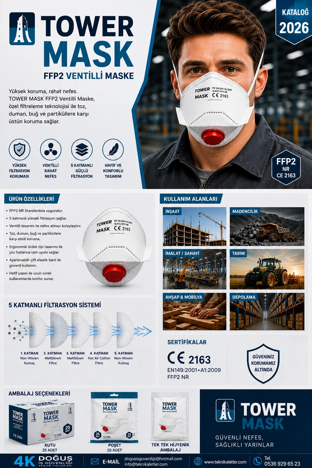 Tower Mask FFP2 Ventilli Toz Maskesi N95